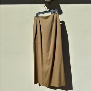 Joseph Abboud Tan Pleated Pencil Maxi Skirt